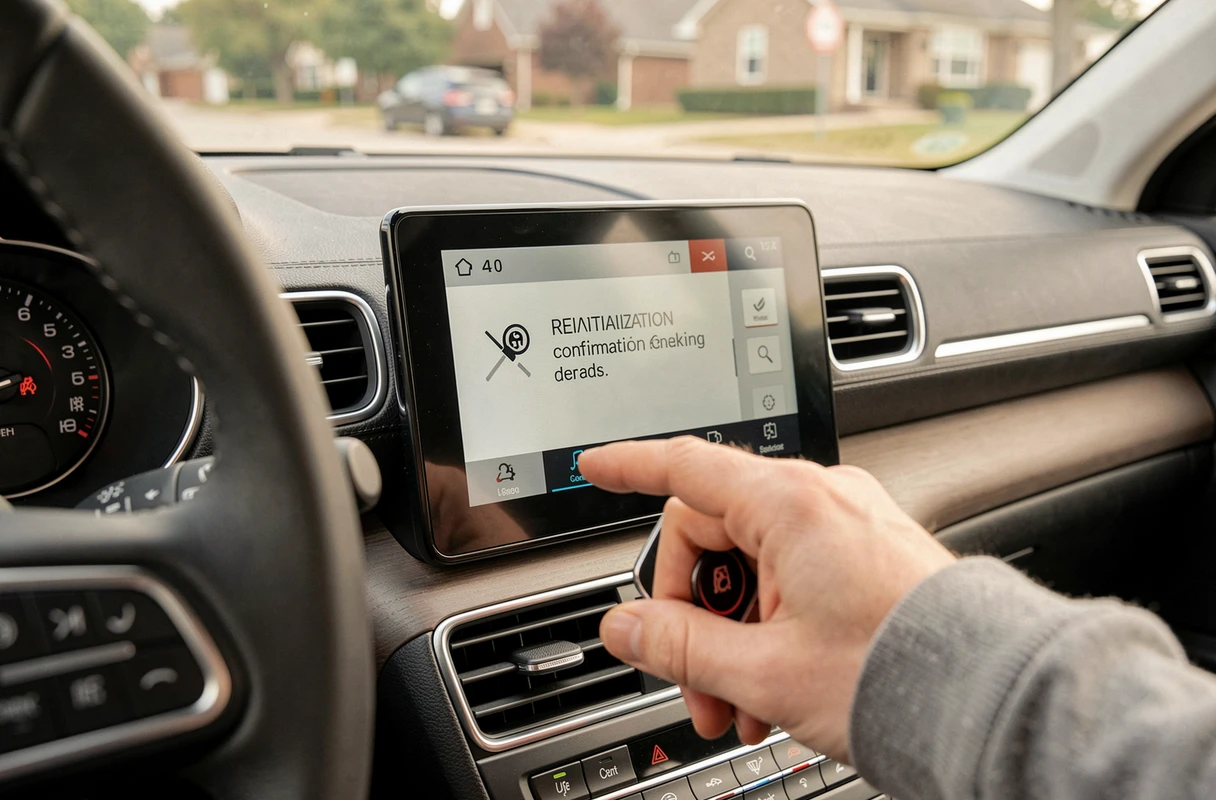 Écran de réinitialisation de la pression des pneus sur le tableau de bord numérique d'une Citroën C5 Aircross